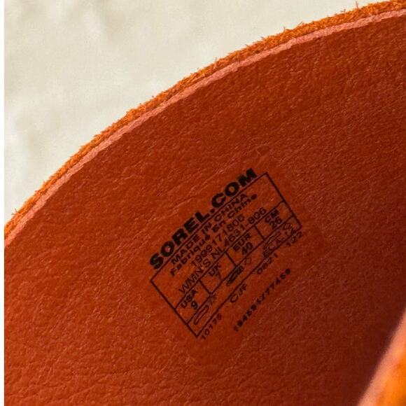 SOREL Cameron Flatform Orange Mule Wedge Sandals Size 9 - Picture 7 of 8